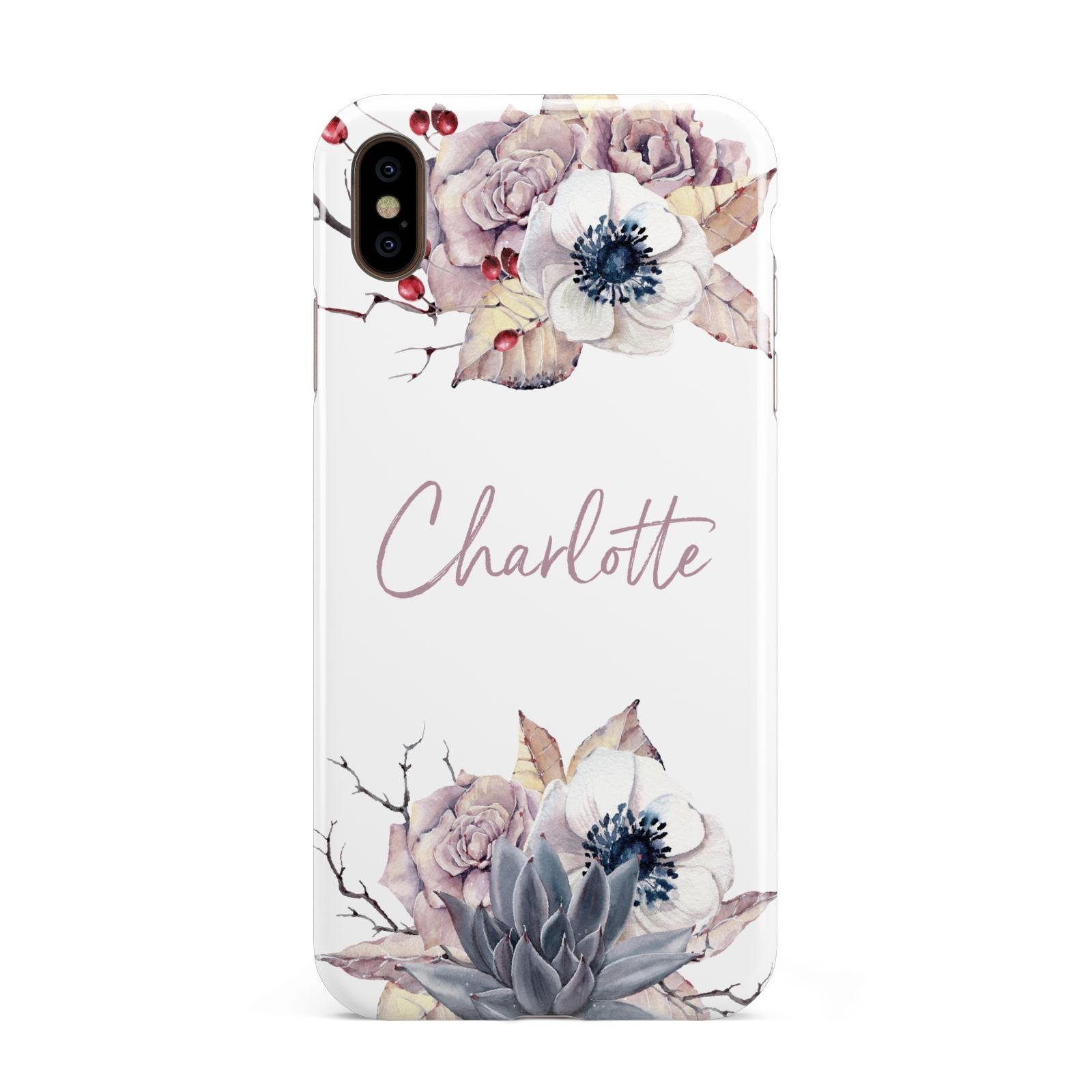 Personalised Autumn Floral Apple iPhone Xs Max 3D Tough Case