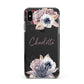 Personalised Autumn Floral Apple iPhone Xs Max Impact Case Black Edge on Black Phone