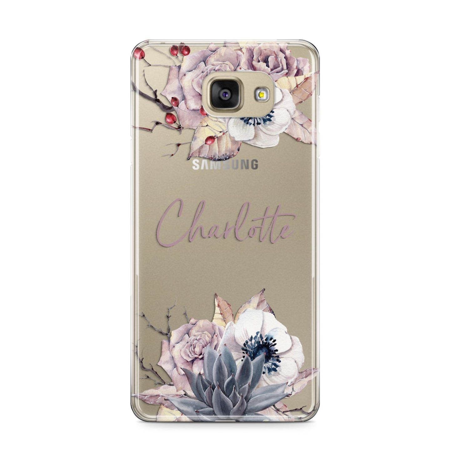 Personalised Autumn Floral Samsung Galaxy A9 2016 Case on gold phone