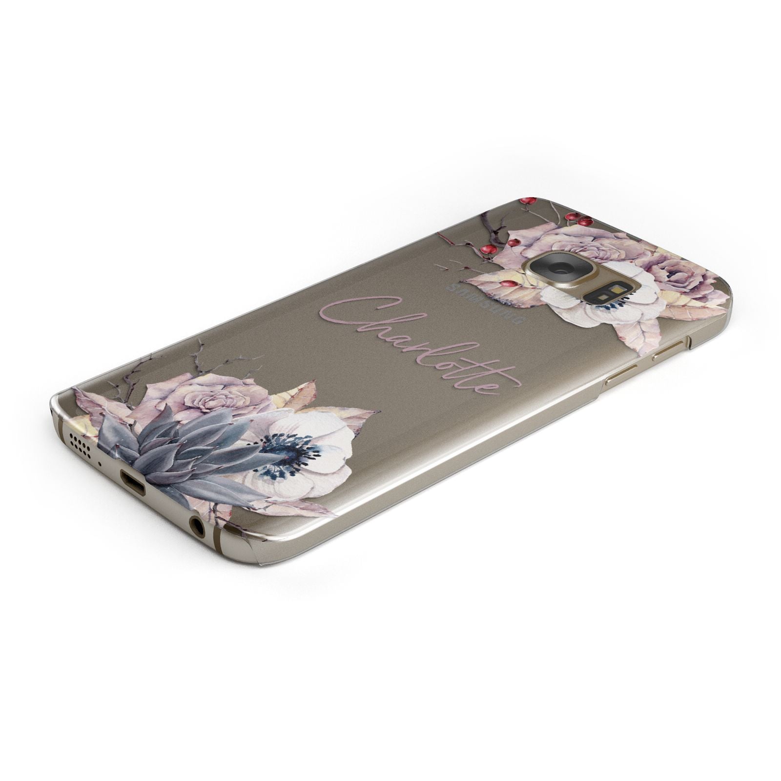 Personalised Autumn Floral Samsung Galaxy Case Bottom Cutout
