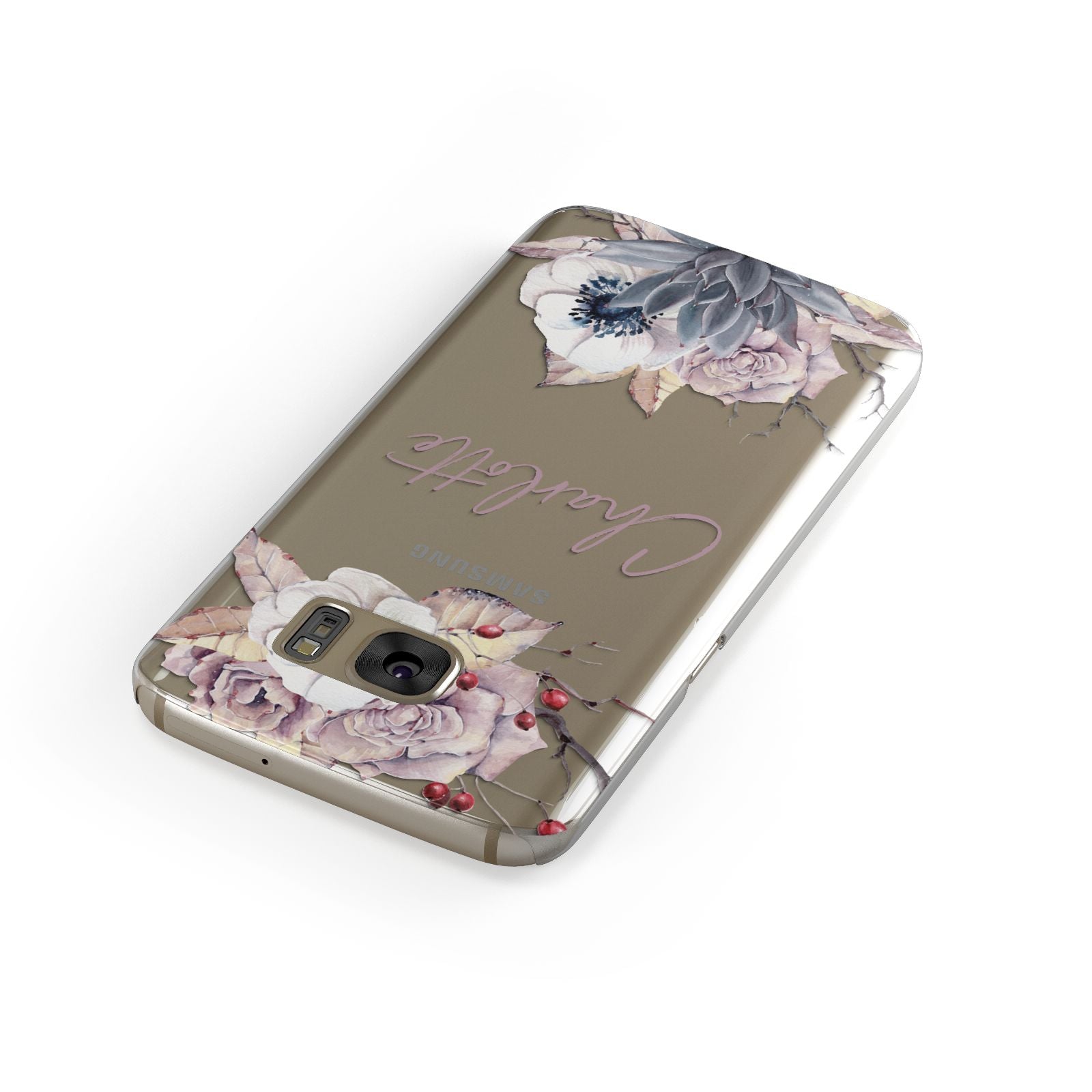 Personalised Autumn Floral Samsung Galaxy Case Front Close Up