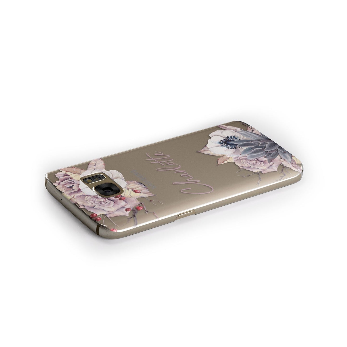 Personalised Autumn Floral Samsung Galaxy Case Side Close Up