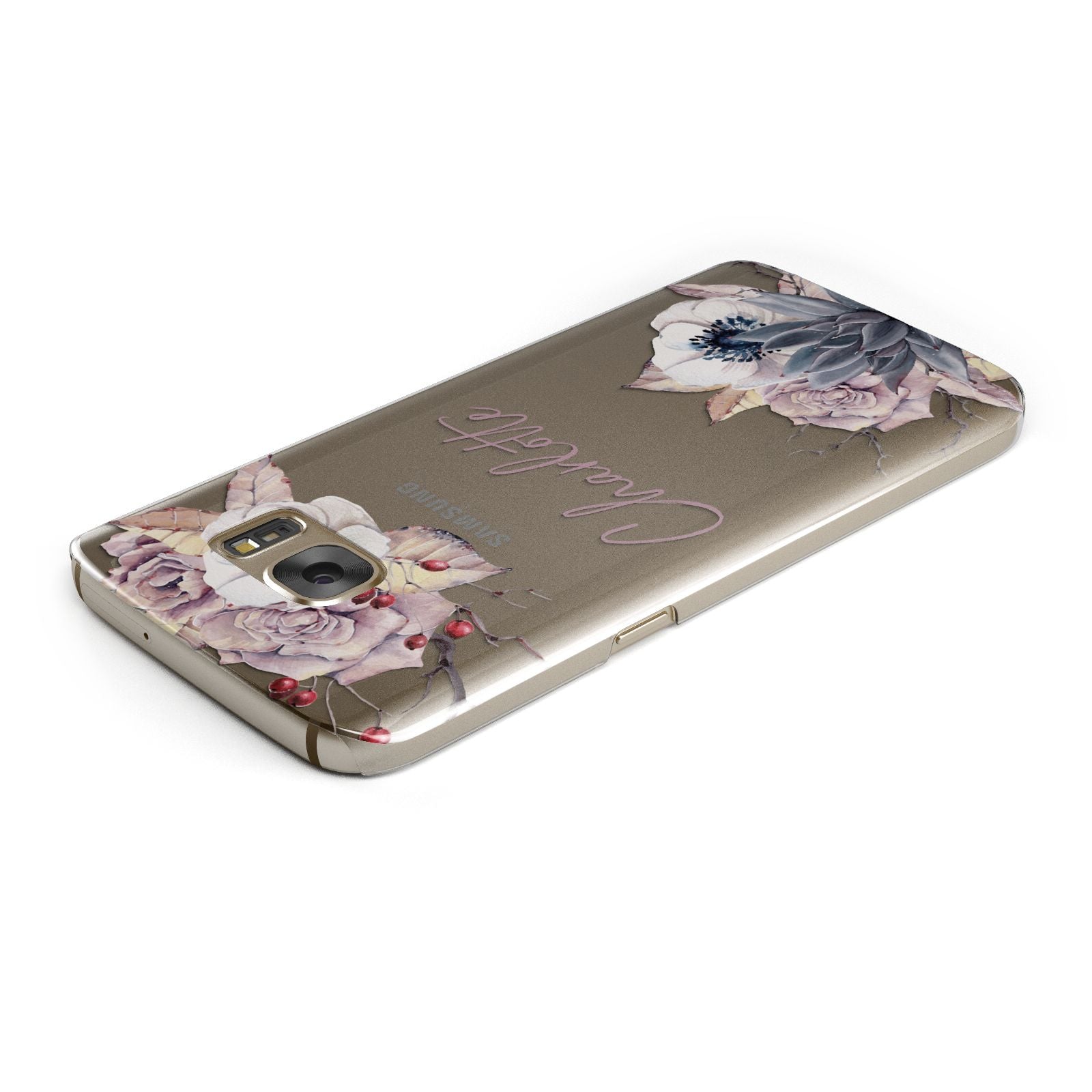 Personalised Autumn Floral Samsung Galaxy Case Top Cutout