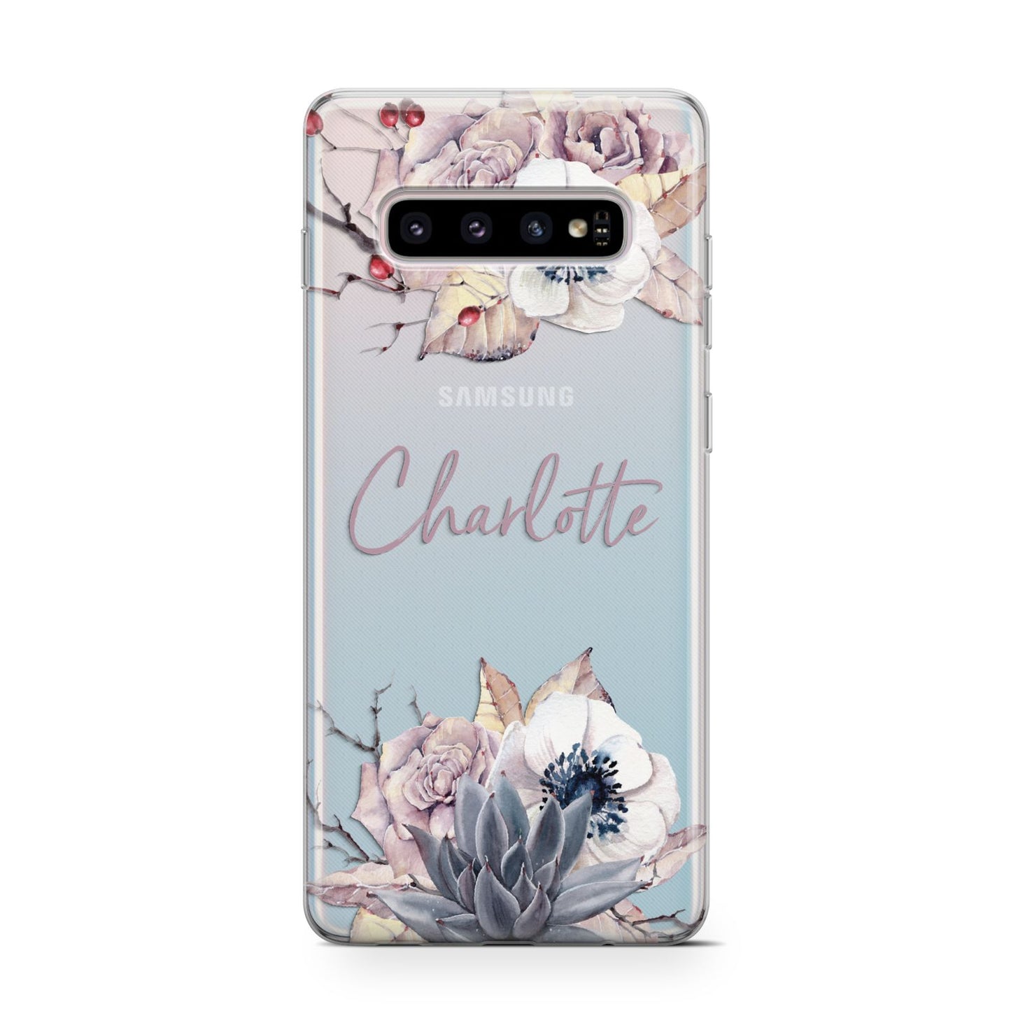Personalised Autumn Floral Samsung Galaxy S10 Case