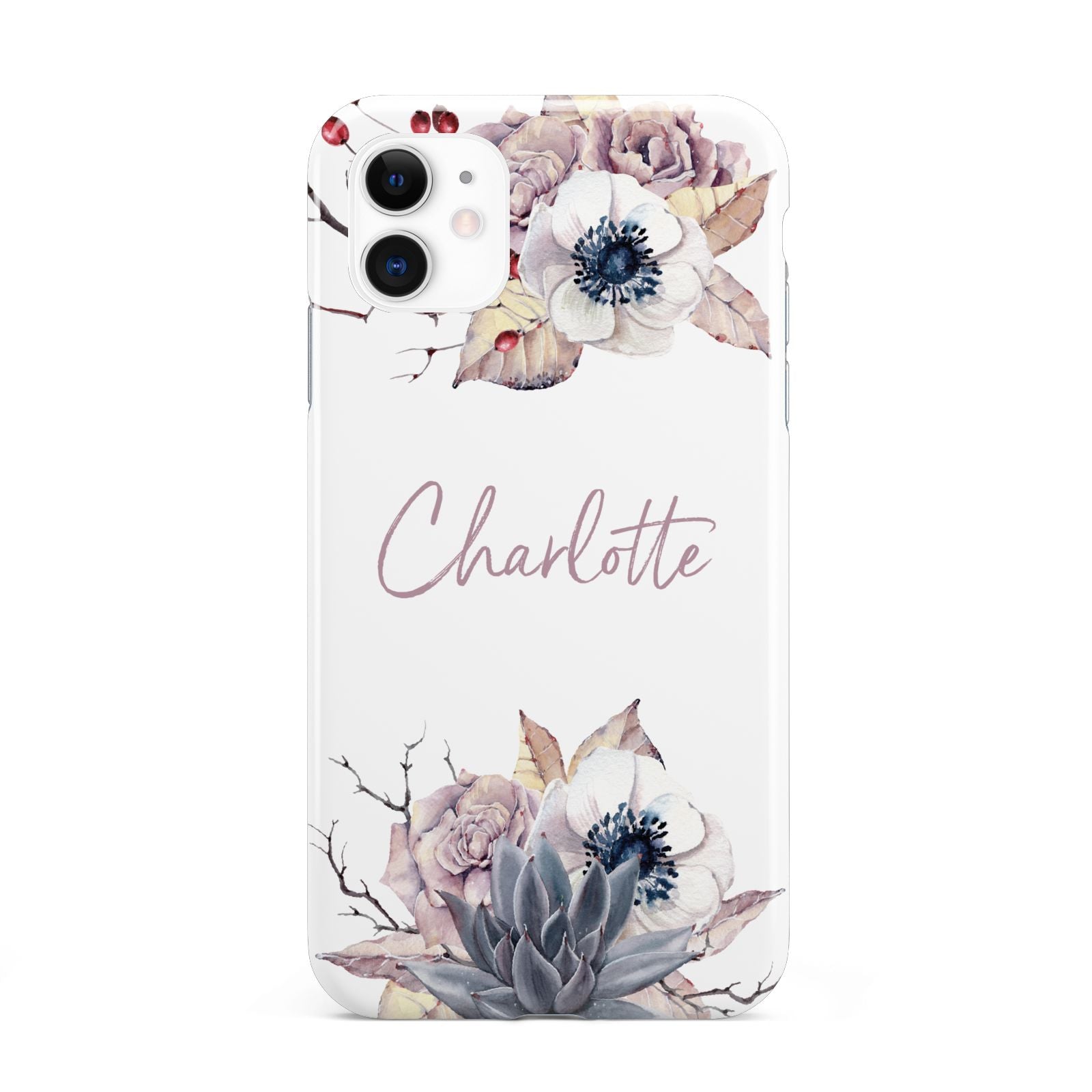 Personalised Autumn Floral iPhone 11 3D Tough Case