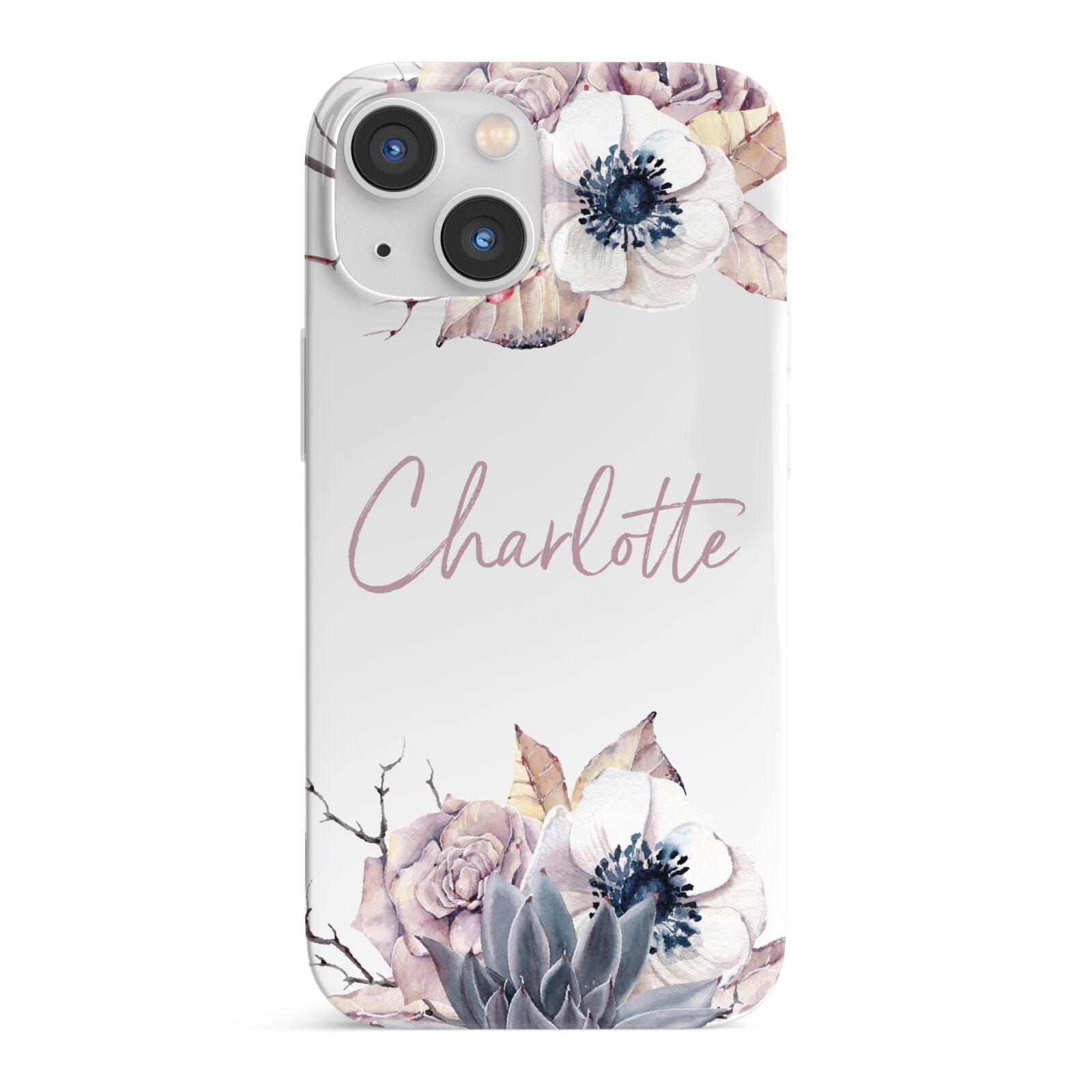 Personalised Autumn Floral iPhone 13 Mini Full Wrap 3D Snap Case