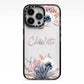 Personalised Autumn Floral iPhone 13 Pro Black Impact Case on Silver phone