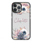Personalised Autumn Floral iPhone 13 Pro Max Black Impact Case on Silver phone
