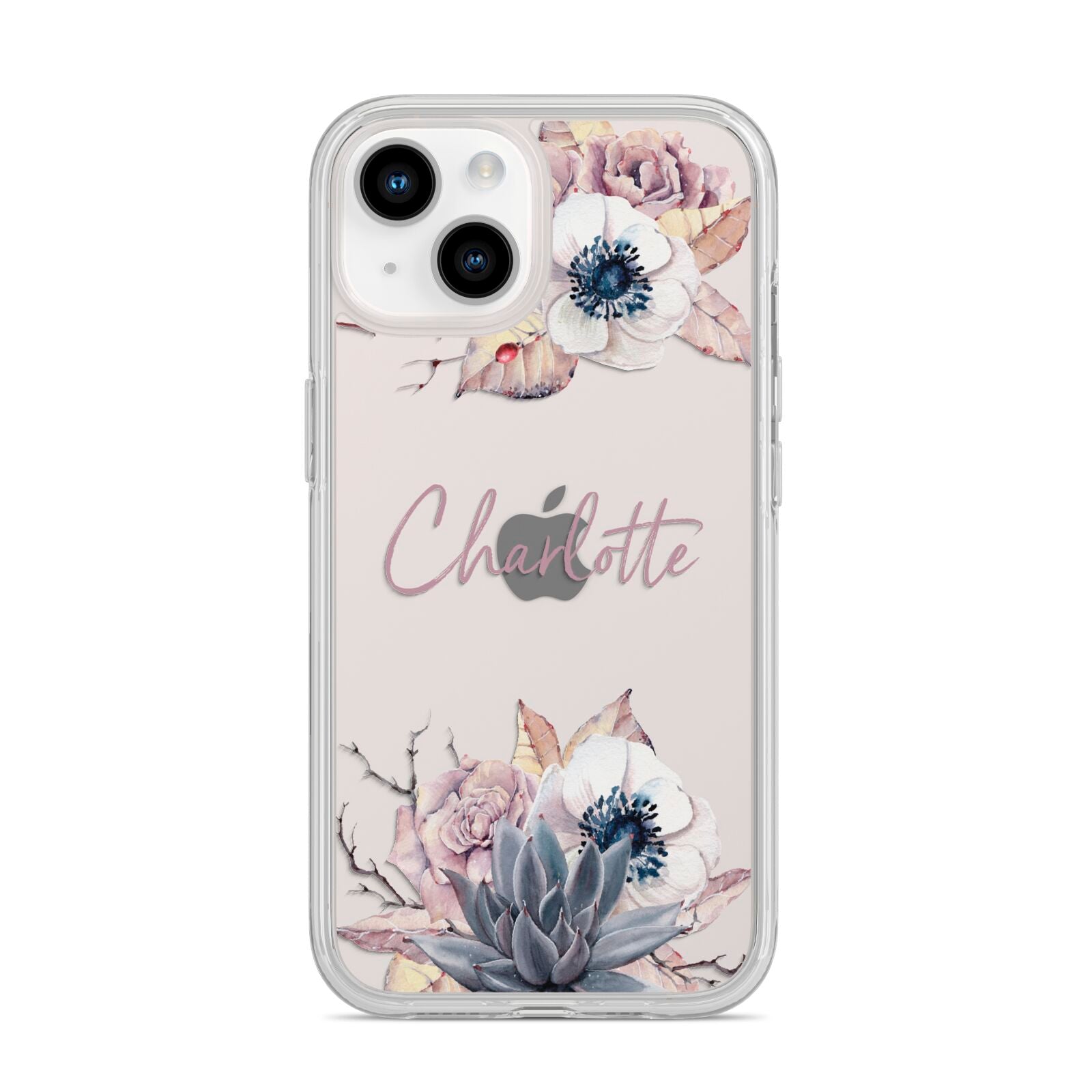 Personalised Autumn Floral iPhone 14 Clear Tough Case Starlight