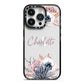 Personalised Autumn Floral iPhone 14 Pro Black Impact Case on Silver phone