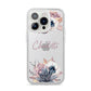 Personalised Autumn Floral iPhone 14 Pro Clear Tough Case Silver