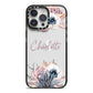 Personalised Autumn Floral iPhone 14 Pro Max Black Impact Case on Silver phone