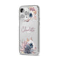 Personalised Autumn Floral iPhone 14 Pro Max Clear Tough Case Silver Angled Image