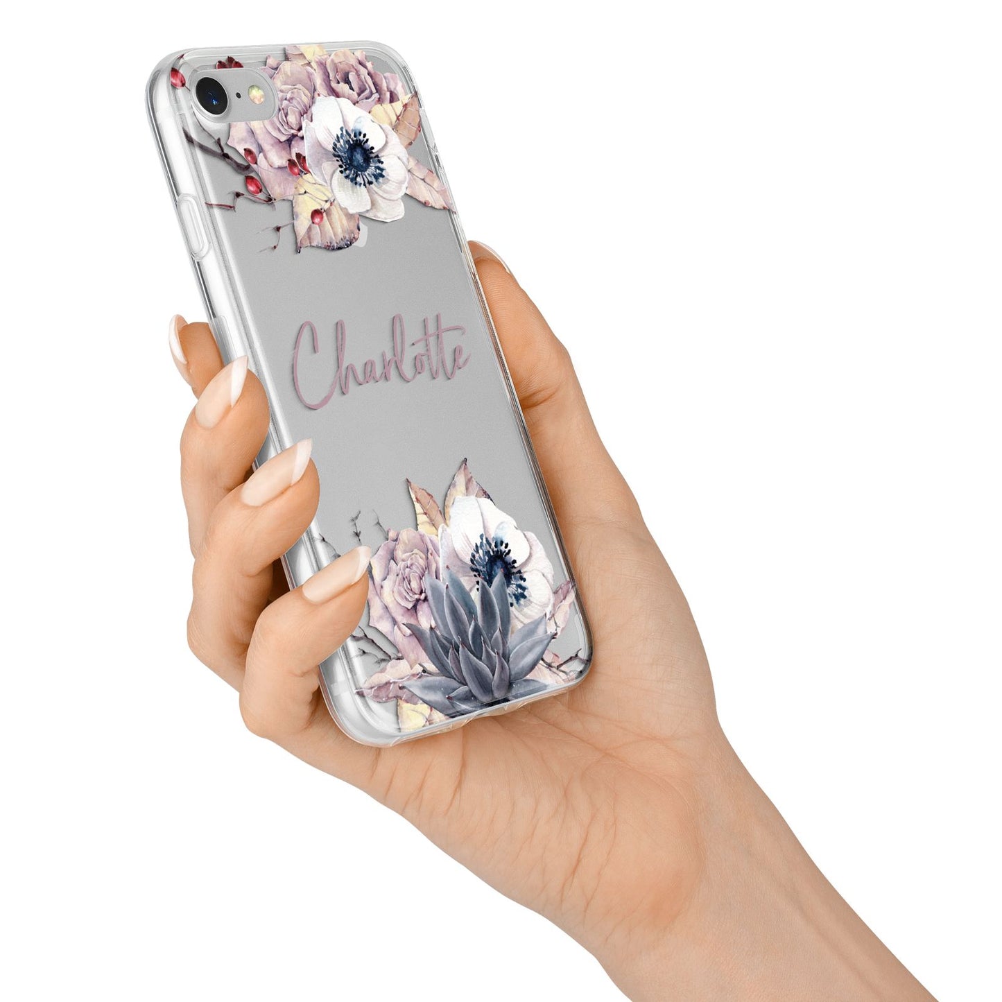 Personalised Autumn Floral iPhone 7 Bumper Case on Silver iPhone Alternative Image