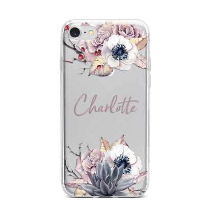 Personalised Autumn Floral iPhone 7 Bumper Case on Silver iPhone