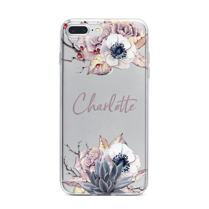 Personalised Autumn Floral iPhone 7 Plus Bumper Case on Silver iPhone