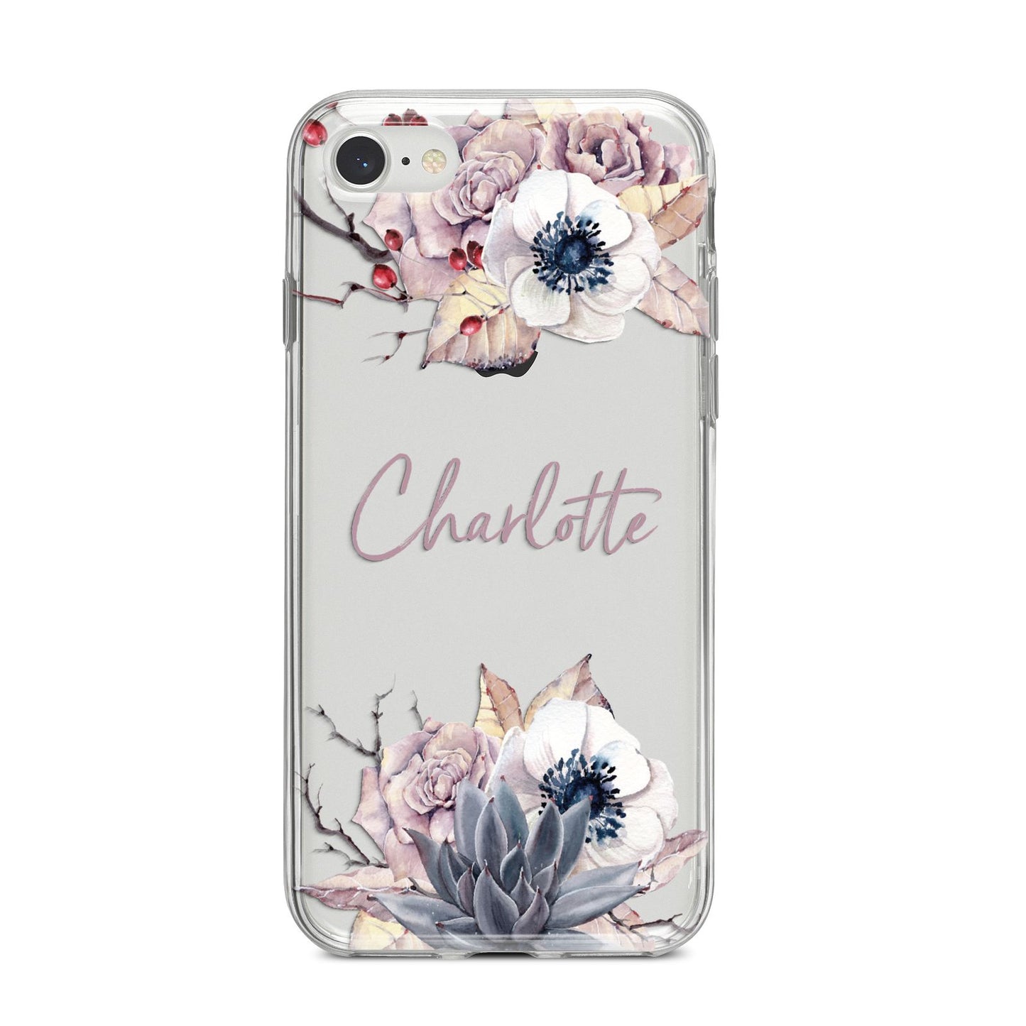 Personalised Autumn Floral iPhone 8 Bumper Case on Silver iPhone