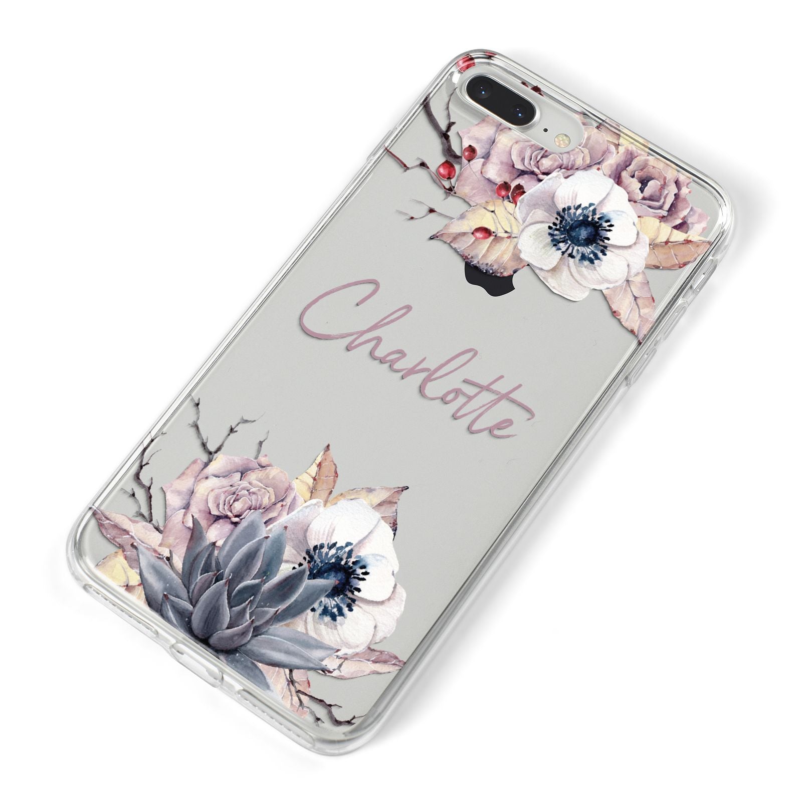 Personalised Autumn Floral iPhone 8 Plus Bumper Case on Silver iPhone Alternative Image