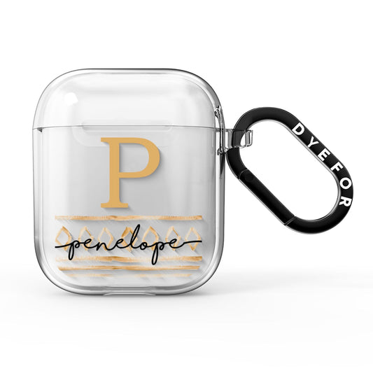 Personalised Aztec Gold AirPods Clear Case