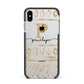 Personalised Aztec Gold Apple iPhone Xs Max Impact Case Black Edge on Silver Phone