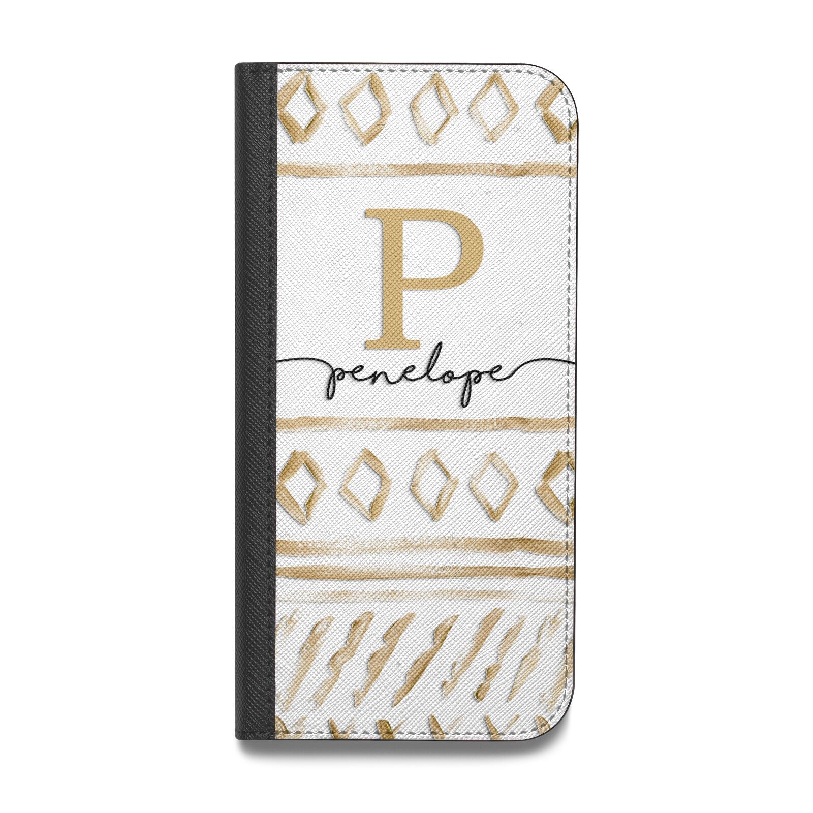 Personalised Aztec Gold Vegan Leather Flip Samsung Case