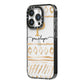 Personalised Aztec Gold iPhone 14 Pro Black Impact Case Side Angle on Silver phone