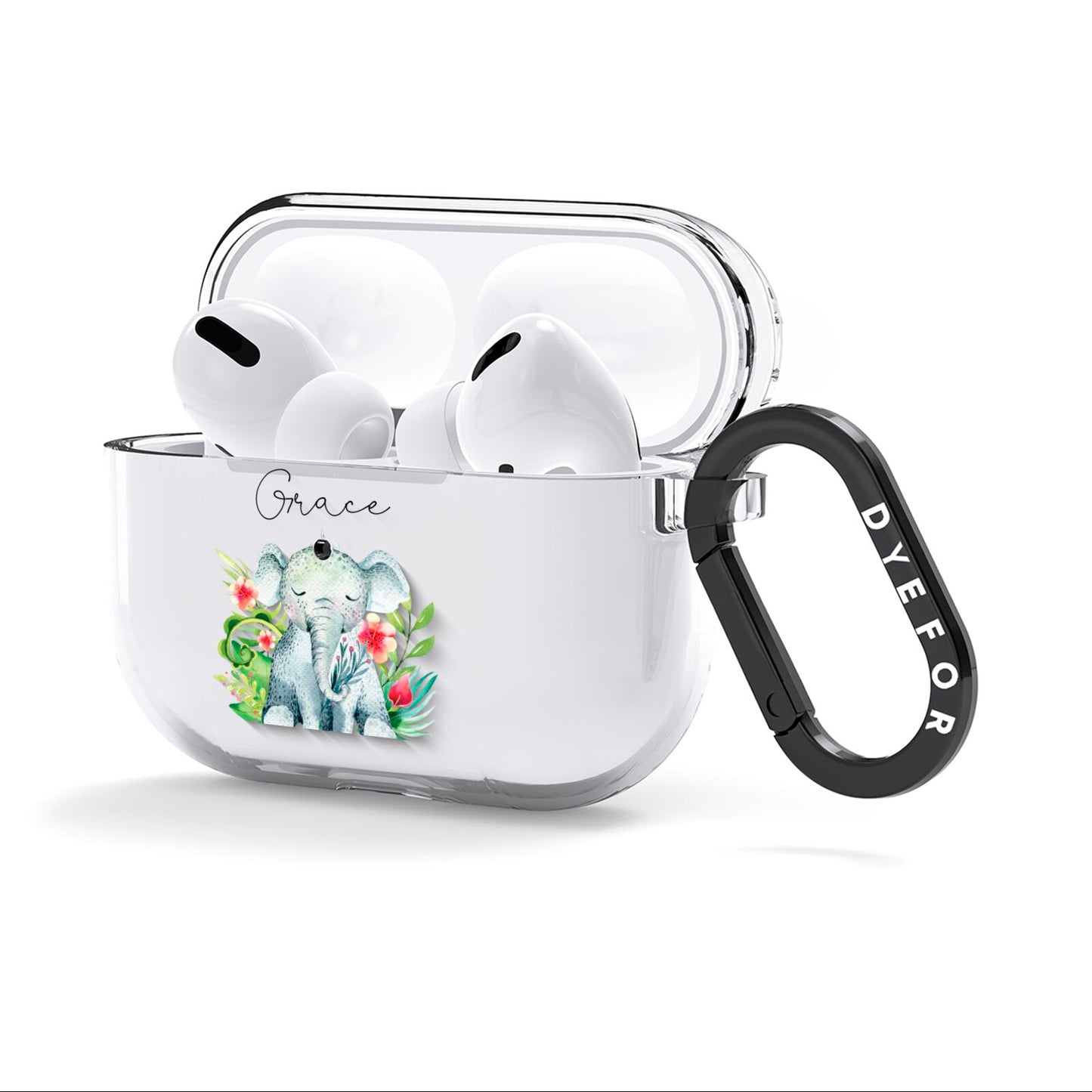 Personalised Baby Elephant AirPods Clear Case 3rd Gen Side Image