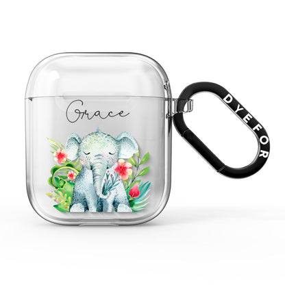 Personalised Baby Elephant AirPods Clear Case