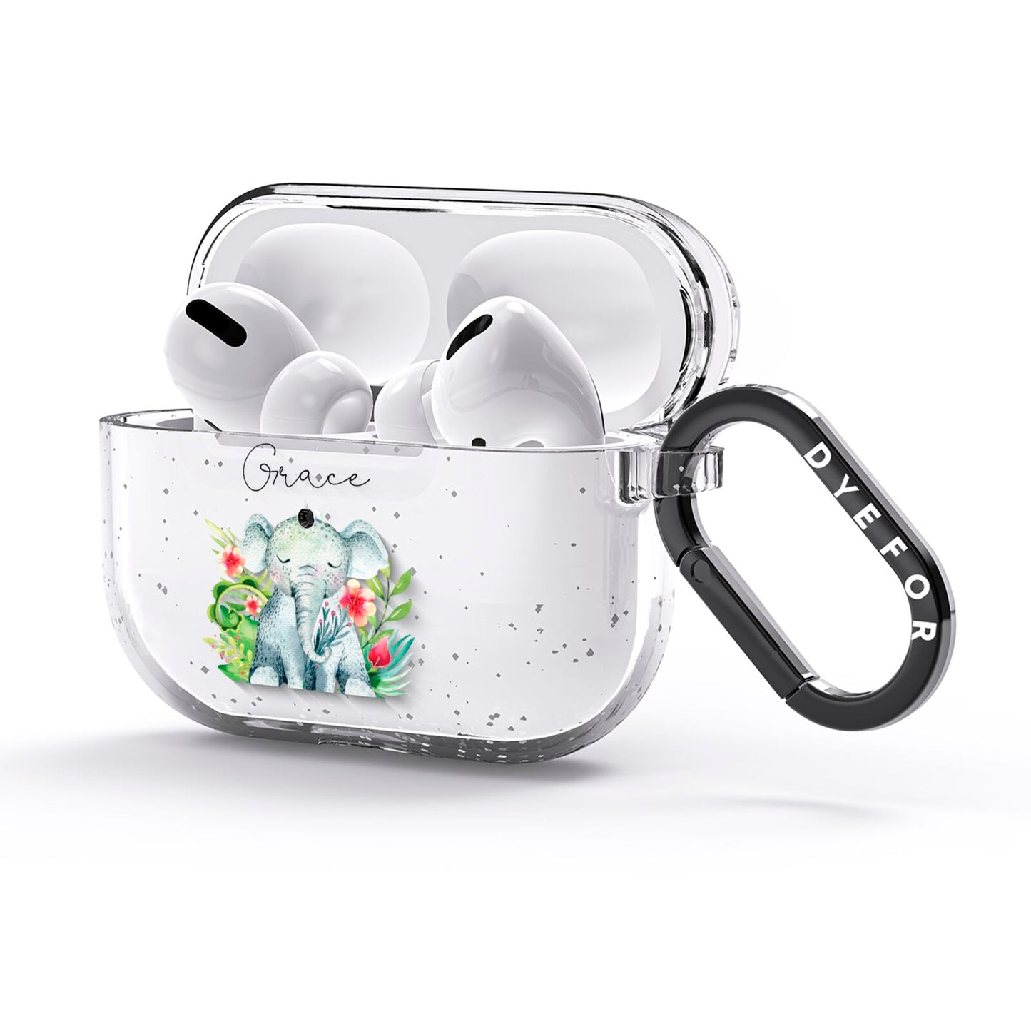 Personalised Baby Elephant AirPods Glitter Case 3rd Gen Side Image