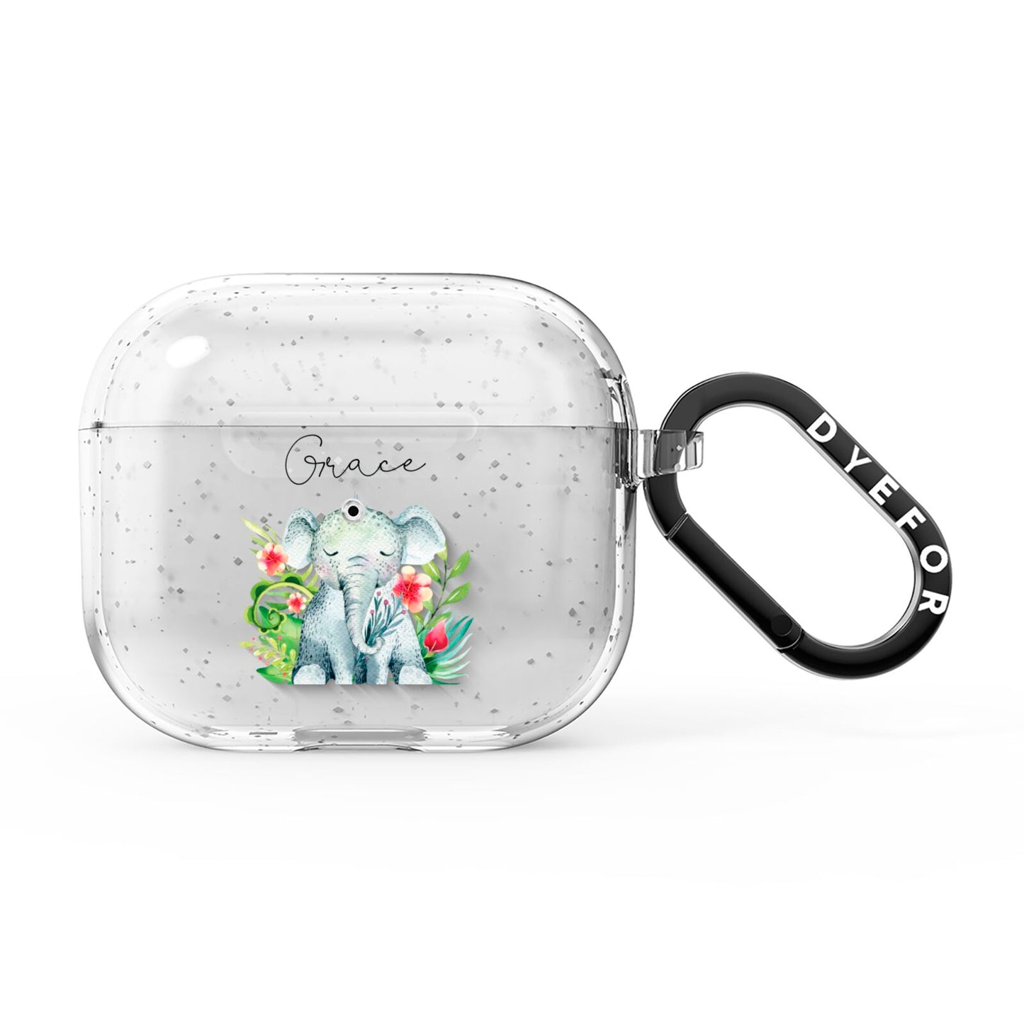 Personalised Baby Elephant AirPods Glitter Case 3rd Gen
