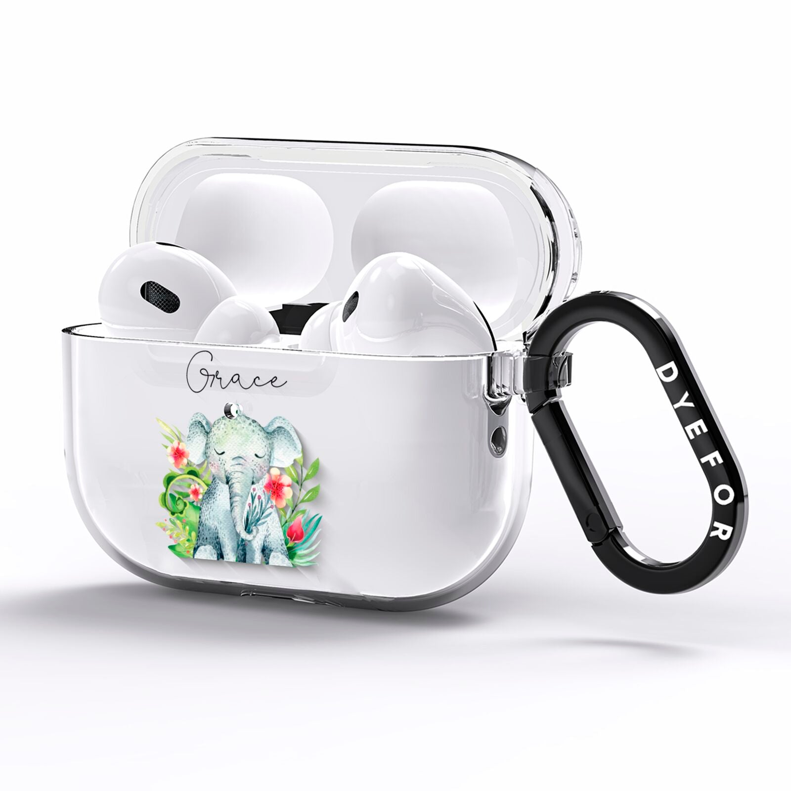 Personalised Baby Elephant AirPods Pro Clear Case Side Image
