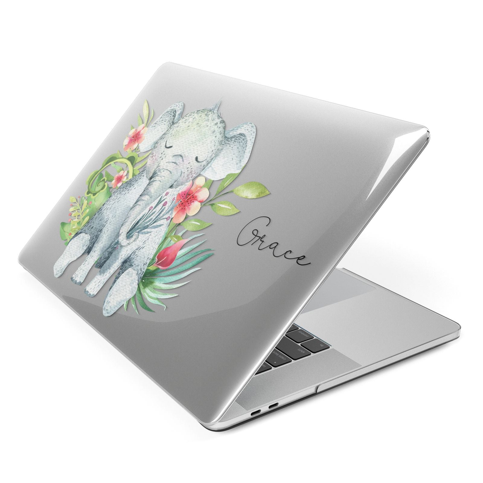 Personalised Baby Elephant Apple MacBook Case Side View