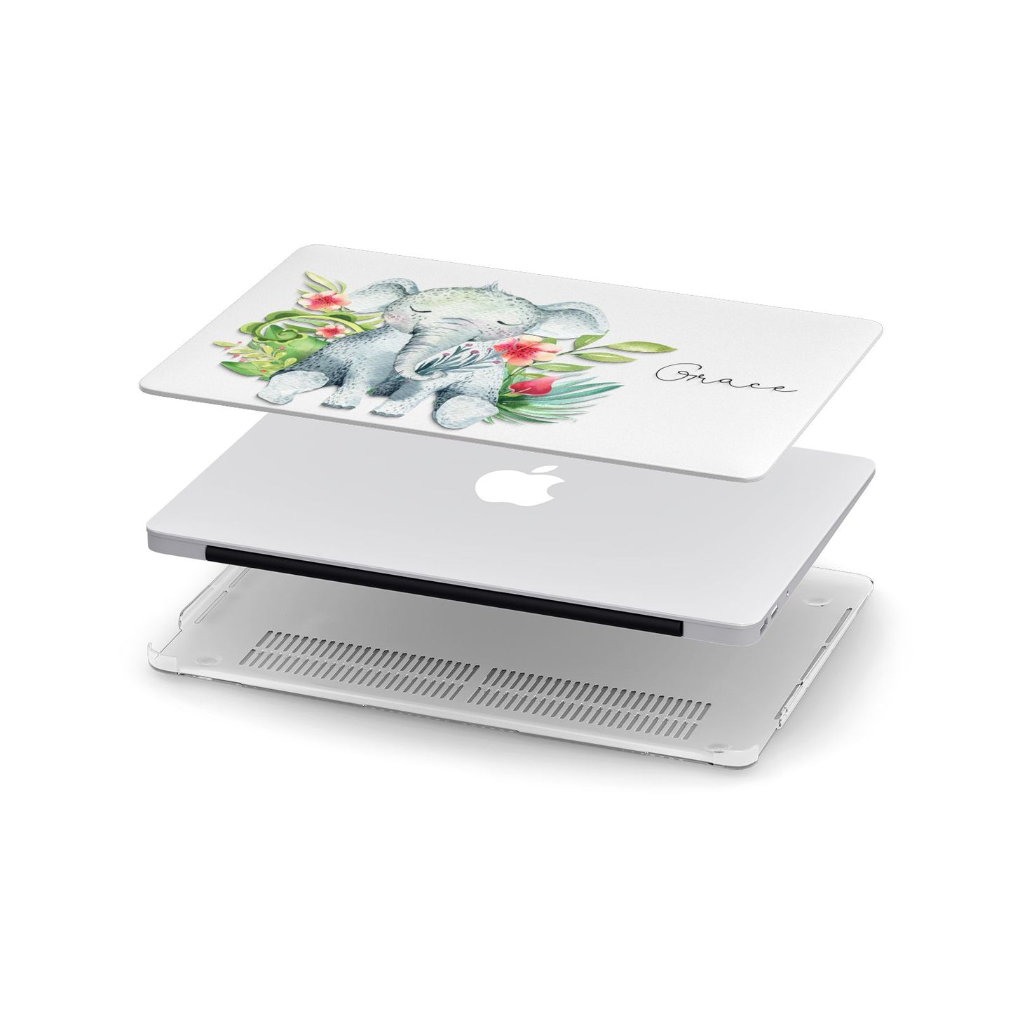 Personalised Baby Elephant Apple MacBook Case in Detail