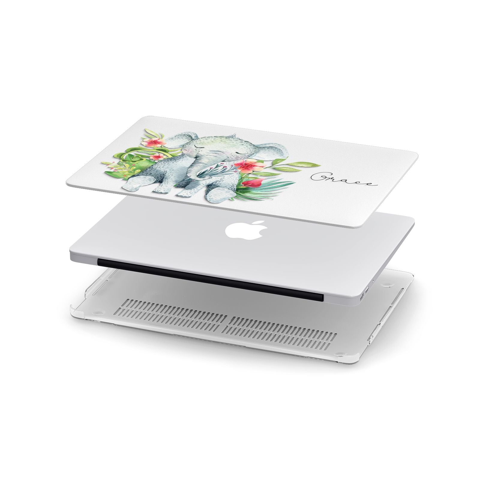 Personalised Baby Elephant Apple MacBook Case in Detail