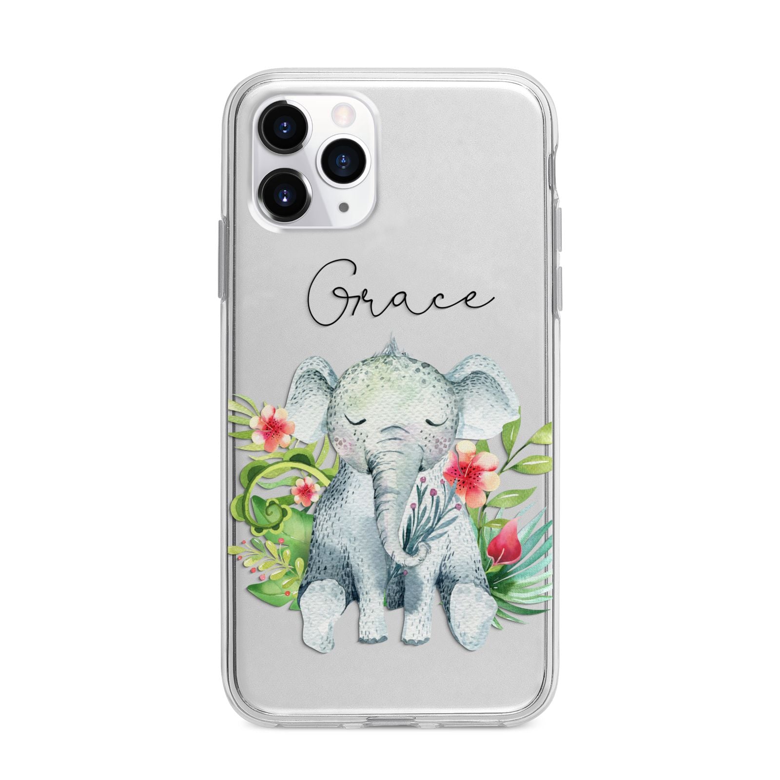 Personalised Baby Elephant Apple iPhone 11 Pro Max in Silver with Bumper Case