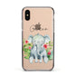 Personalised Baby Elephant Apple iPhone Xs Impact Case Black Edge on Gold Phone