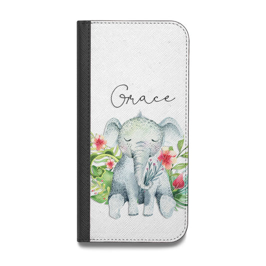 Personalised Baby Elephant Vegan Leather Flip iPhone Case