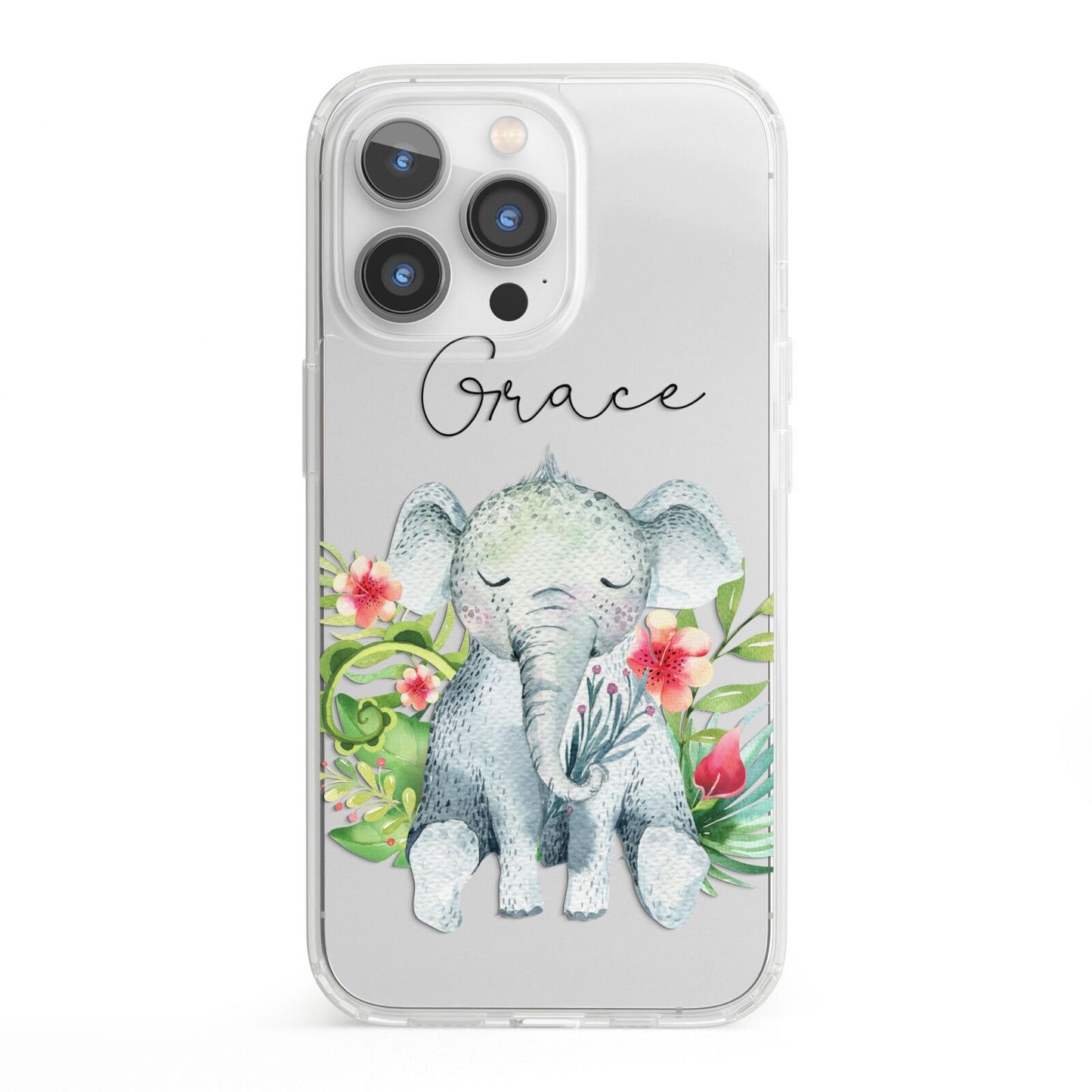 Personalised Baby Elephant iPhone 13 Pro Clear Bumper Case