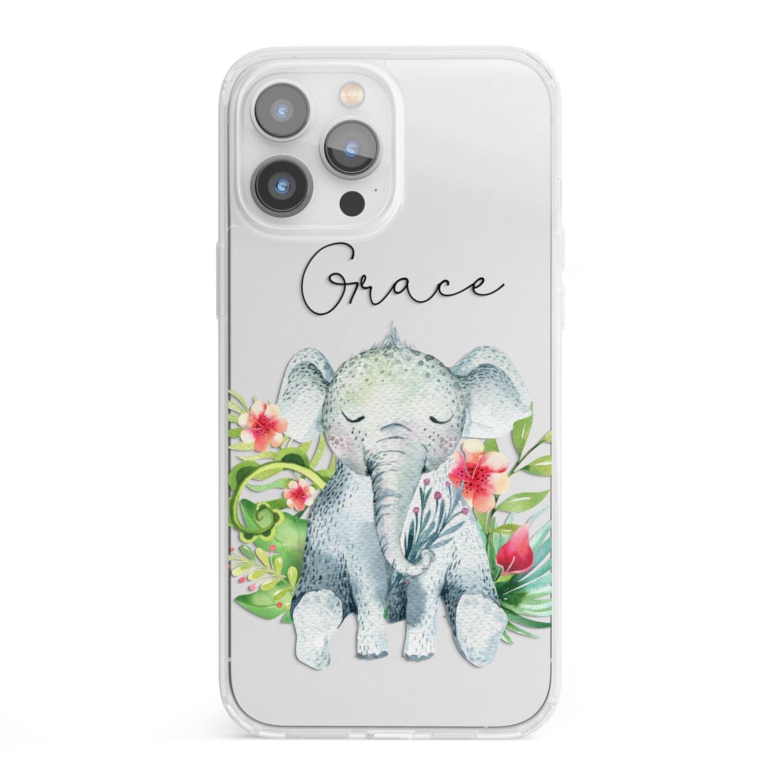 Personalised Baby Elephant iPhone 13 Pro Max Clear Bumper Case