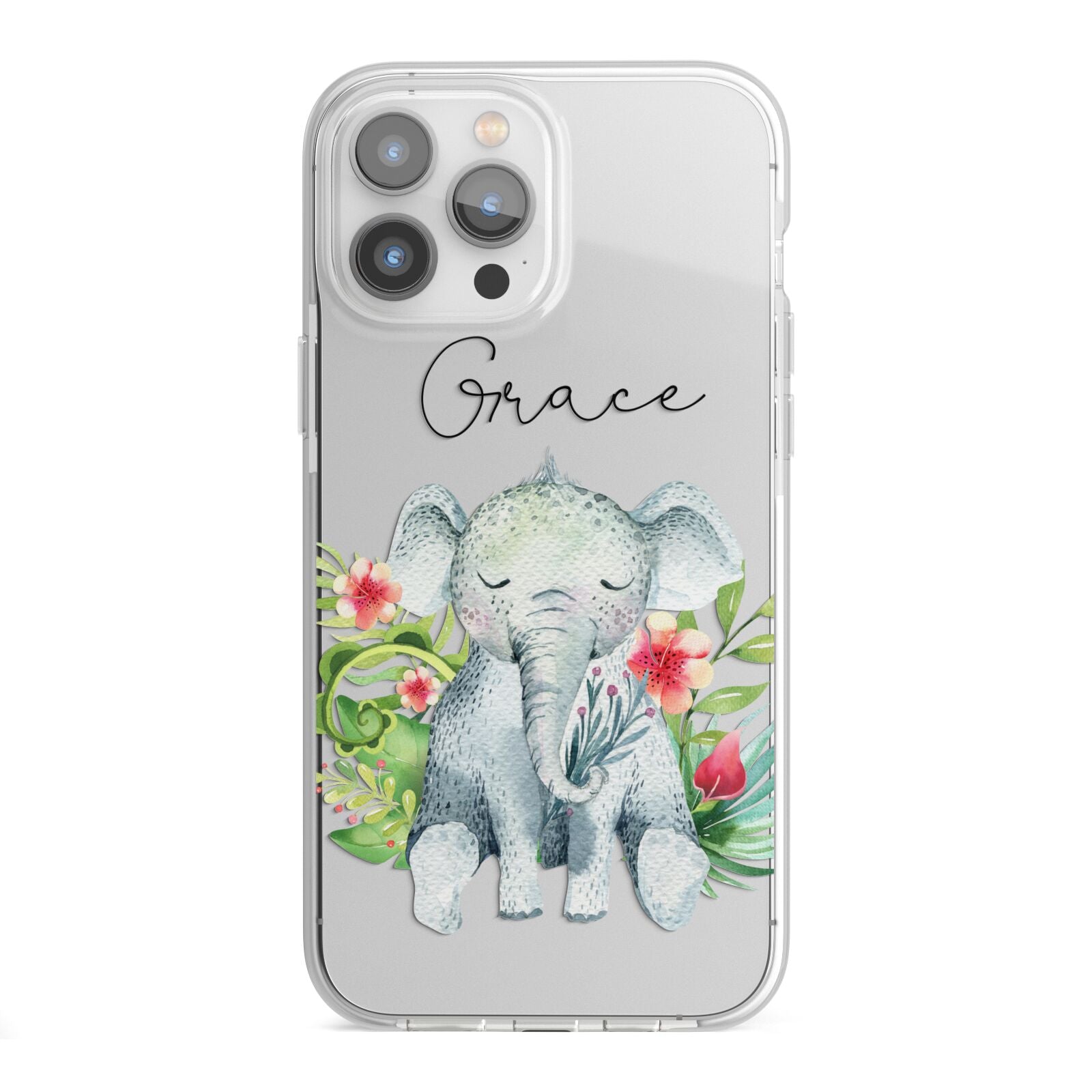 Personalised Baby Elephant iPhone 13 Pro Max TPU Impact Case with White Edges