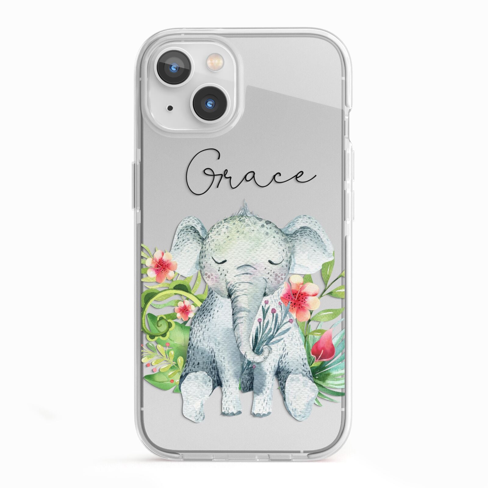 Personalised Baby Elephant iPhone 13 TPU Impact Case with White Edges