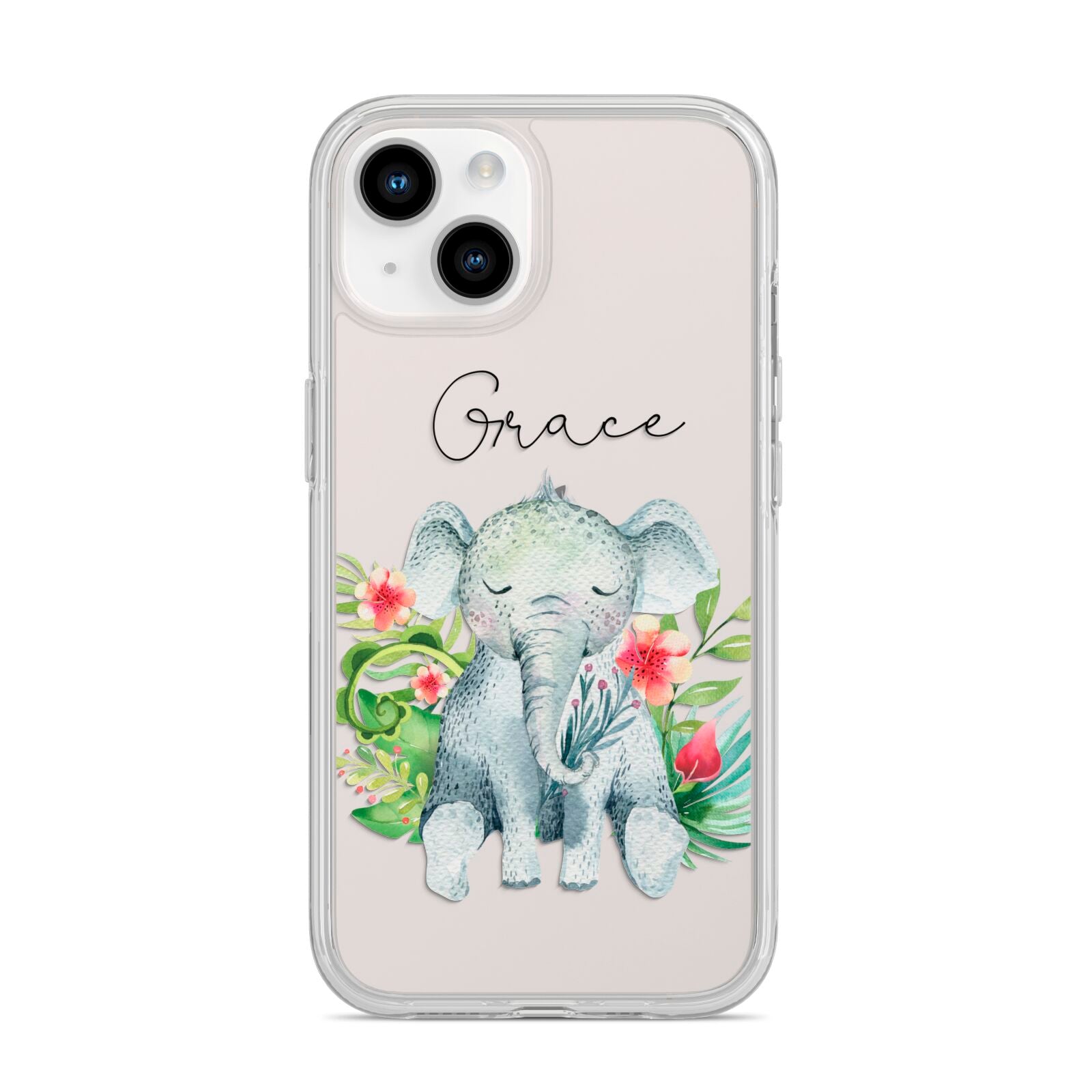 Personalised Baby Elephant iPhone 14 Clear Tough Case Starlight