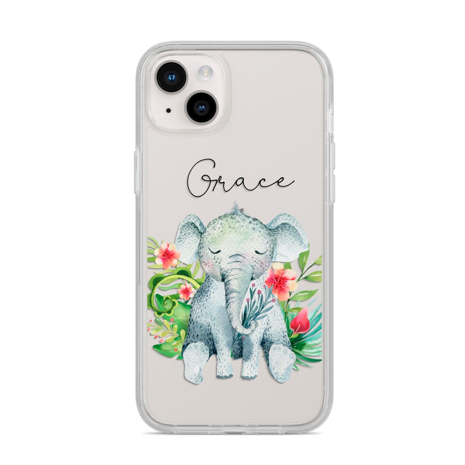 Personalised Baby Elephant iPhone 14 Plus Clear Tough Case Starlight