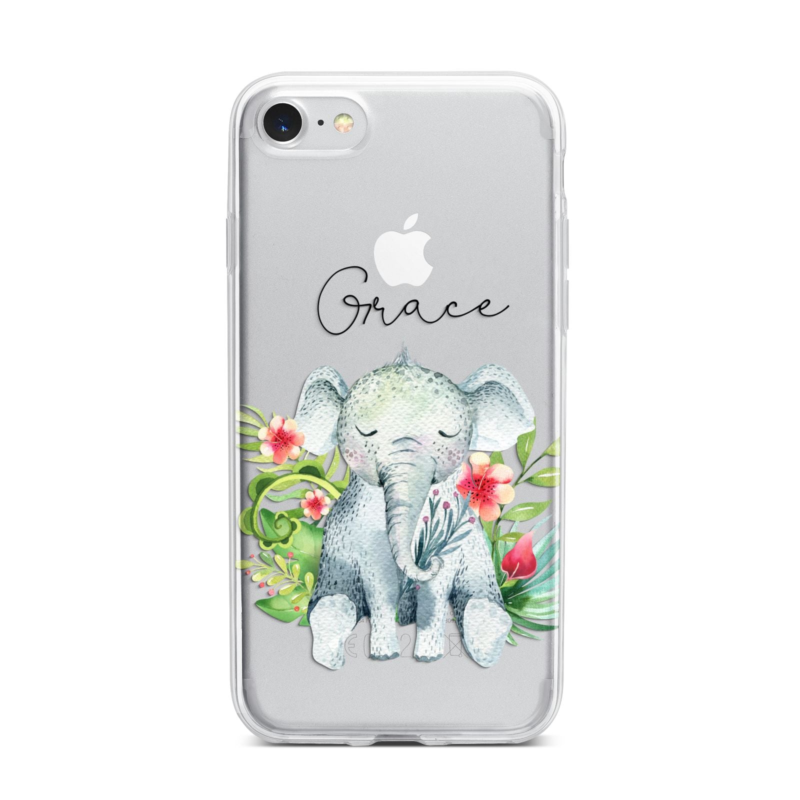 Personalised Baby Elephant iPhone 7 Bumper Case on Silver iPhone