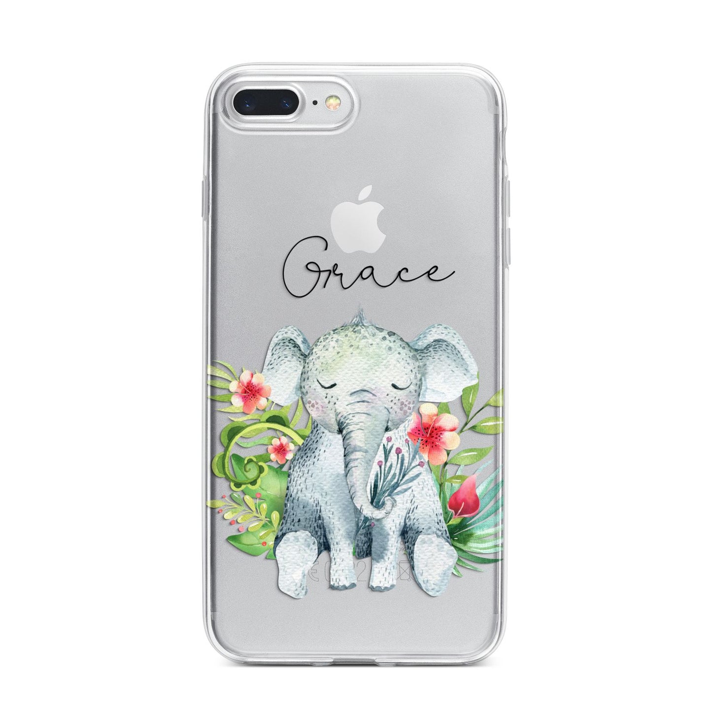 Personalised Baby Elephant iPhone 7 Plus Bumper Case on Silver iPhone