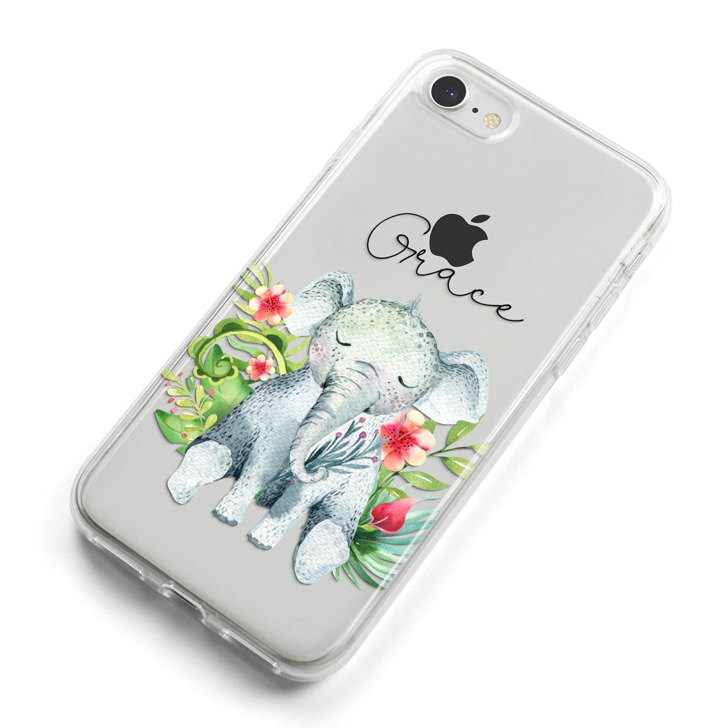 Personalised Baby Elephant iPhone 8 Bumper Case on Silver iPhone Alternative Image