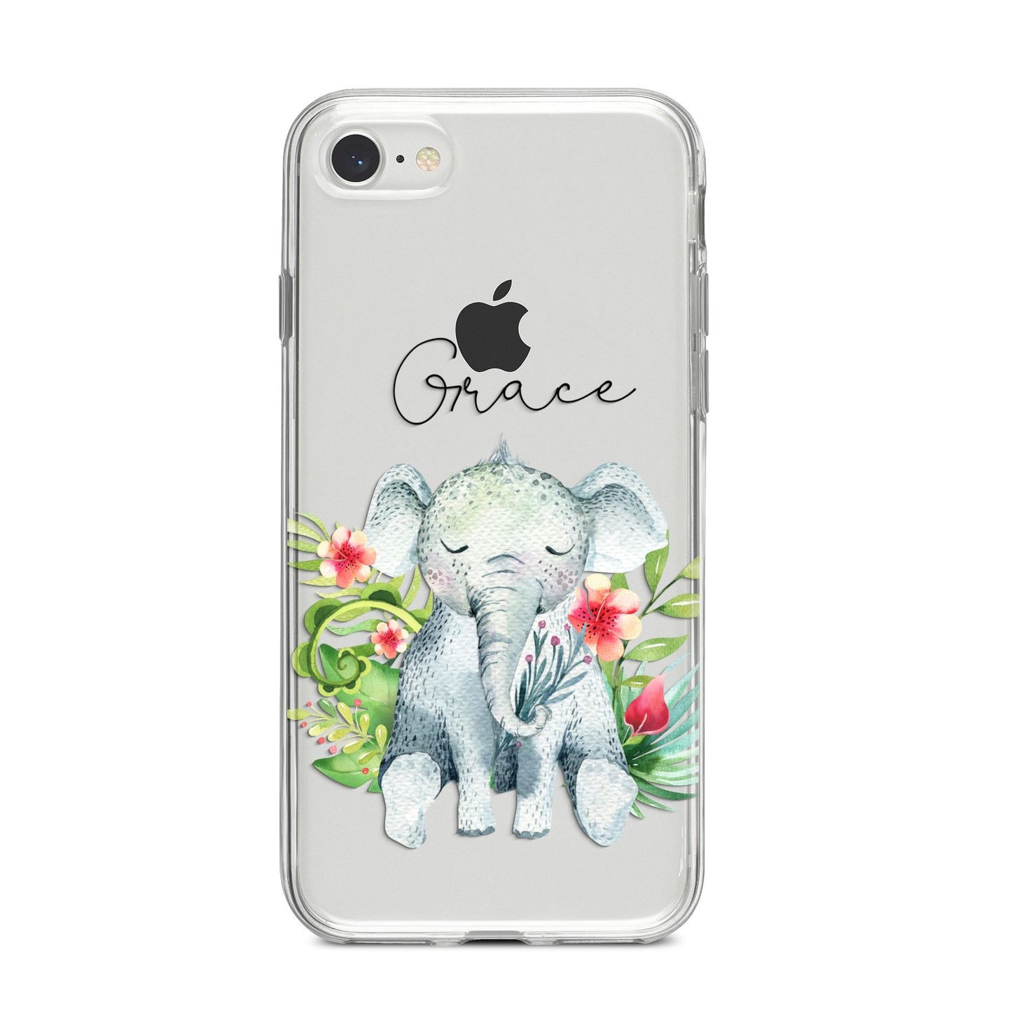 Personalised Baby Elephant iPhone 8 Bumper Case on Silver iPhone