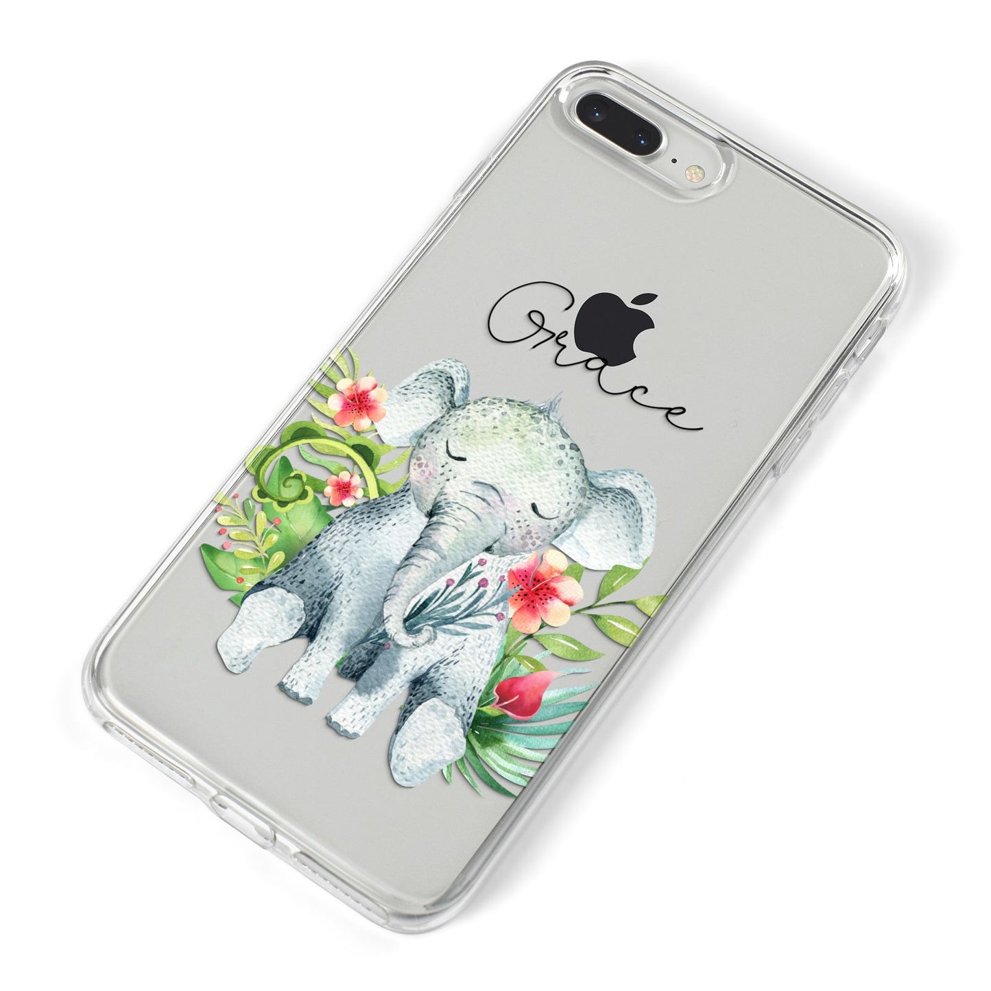Personalised Baby Elephant iPhone 8 Plus Bumper Case on Silver iPhone Alternative Image