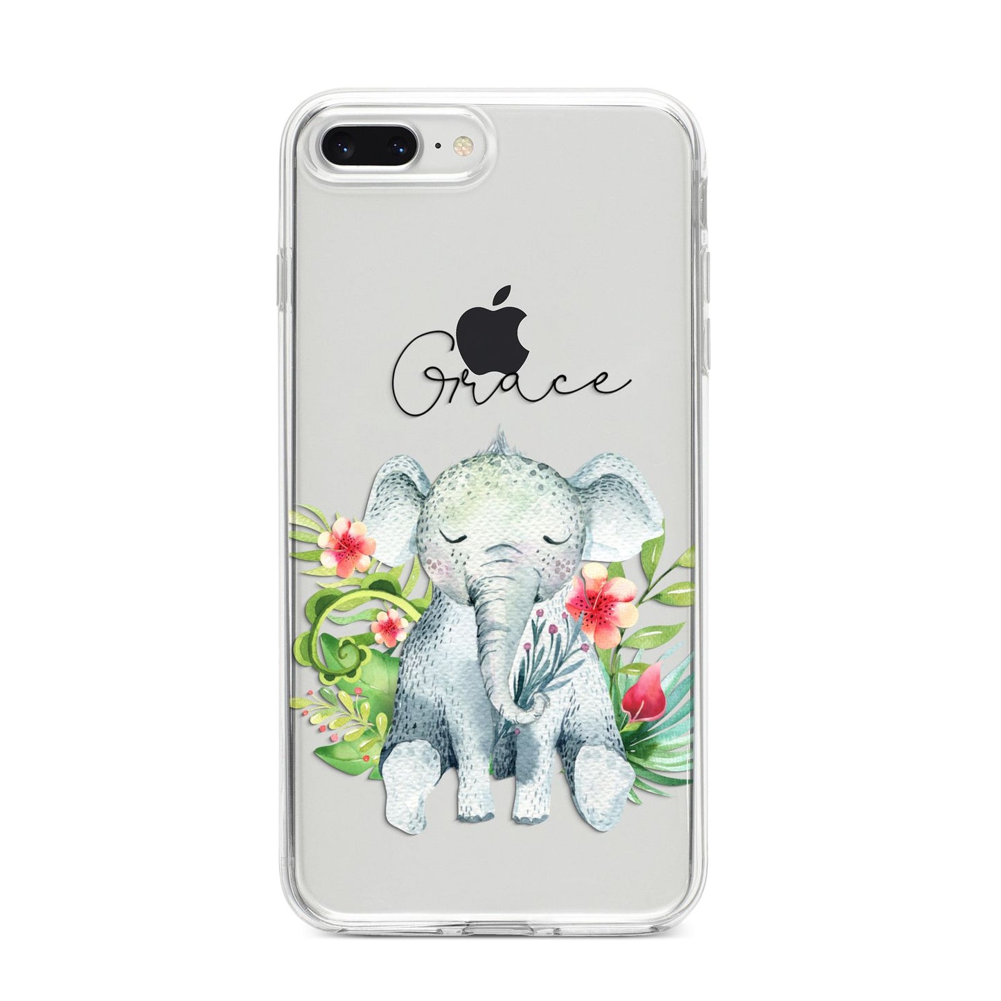 Personalised Baby Elephant iPhone 8 Plus Bumper Case on Silver iPhone