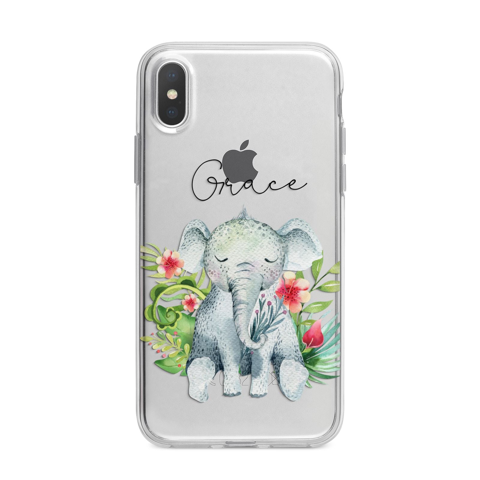 Personalised Baby Elephant iPhone X Bumper Case on Silver iPhone Alternative Image 1